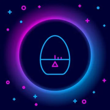 Glowing neon line Kitchen timer icon isolated on black background. Egg timer Stock Illustration