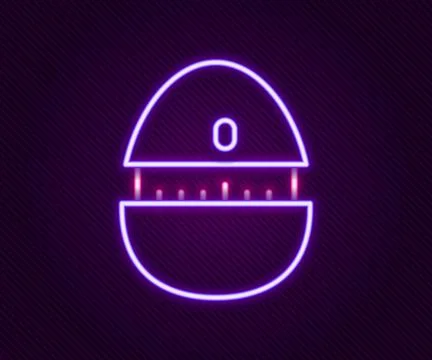 Glowing neon line Kitchen timer icon isolated on black background. Cooking ut Stock Illustration