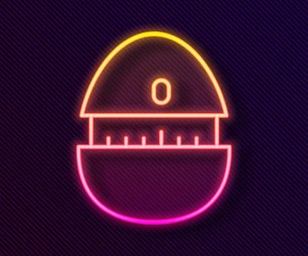 Glowing neon line Kitchen timer icon isolated on black background. Cooking .. Stock Illustration