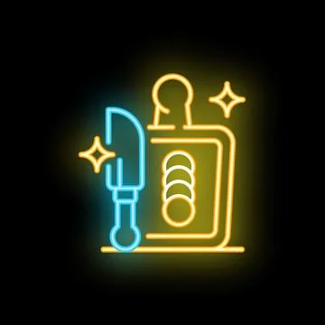Glowing neon line knife sharpener icon isolated on black background. Vector Stock Illustration