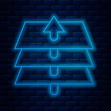 Glowing neon line Layers icon isolated on brick wall background.  Vector Stockillustratie