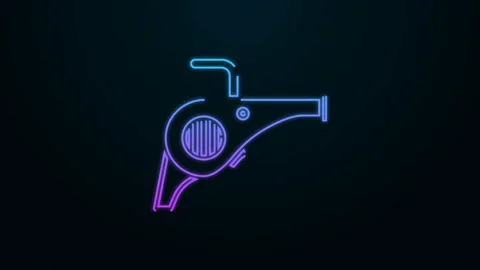Glowing neon line Leaf garden blower icon isolated on black background. 4K Video Stock Footage 140228772