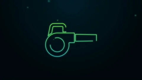 Glowing neon line Leaf garden blower icon isolated on black background. 4K Video Stock Footage 140301858
