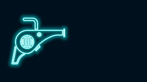 Glowing neon line Leaf garden blower icon isolated on black background. 4K Video Stock Footage 141830924