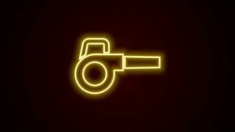 Glowing neon line Leaf garden blower icon isolated on black background. 4K Video Stock Footage 142417054