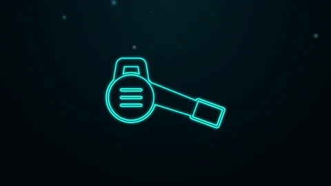 Glowing neon line Leaf garden blower icon isolated on black background. 4K Video Stock Footage 155474093