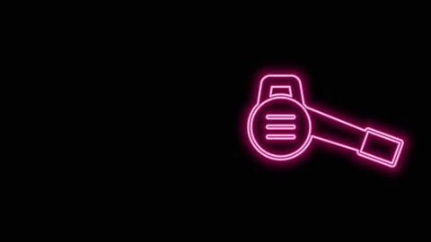 Glowing neon line Leaf garden blower icon isolated on black background. 4K Video Stock Footage 155474097