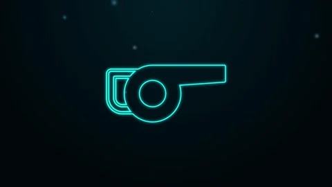 Glowing neon line Leaf garden blower icon isolated on black background. 4K Video Stock Footage 155475317