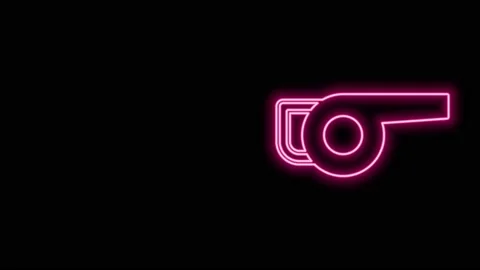 Glowing neon line Leaf garden blower icon isolated on black background. 4K Video Stock Footage 155475324