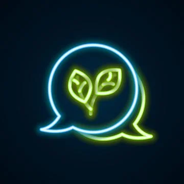 Glowing neon line Leaf icon isolated on black background. Leaves sign. Fres.. Stock Illustration