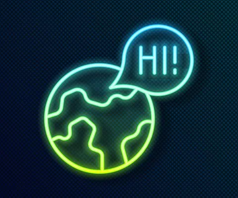 Glowing neon line Learning foreign languages icon isolated on black background Stock Illustration