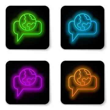 Glowing neon line Learning foreign languages icon isolated on white backgro.. Stock Illustration
