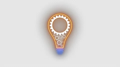 Glowing neon line light bulb and gear icon isolated on transparent background. Stock-Footage 248940749