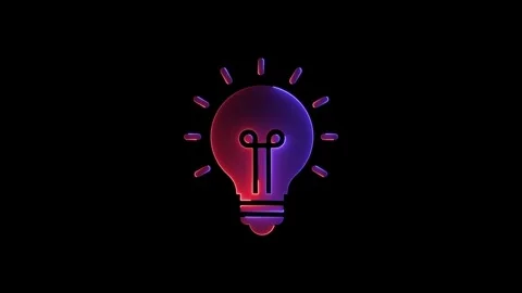 Glowing neon line Light bulb and gear icon isolated on black background. In.. Stock Footage 309845534