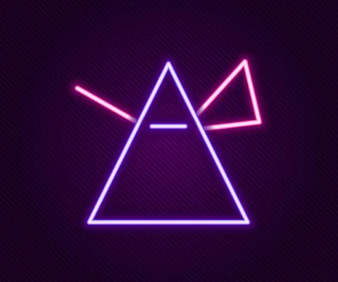 Glowing neon line Light rays in prism icon isolated on black background. Ray イラスト素材
