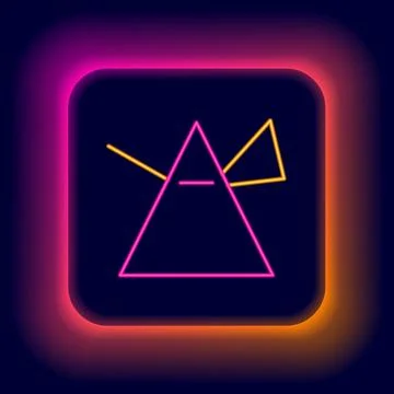 Glowing neon line Light rays in prism icon isolated on black background. Ra.. イラスト素材