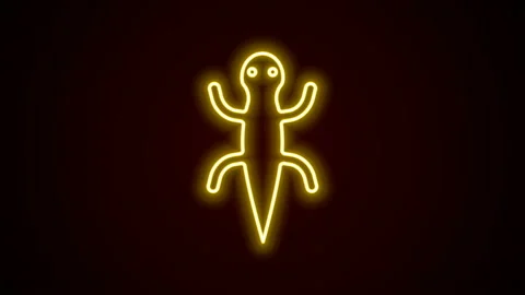 Glowing neon line Lizard icon isolated on black background. 4K Video motion Stock Footage 142550570