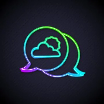 Glowing neon line Location cloud icon isolated on black background. Vector Stock Illustration
