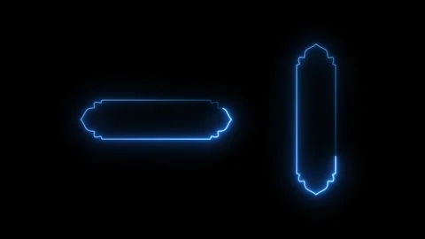 Glowing neon line luxury arabic islamic text box title frame border  animation v Stock Footage 303190153