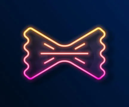 Glowing neon line Macaroni icon isolated on black background. Italian cuisine Stock Illustration
