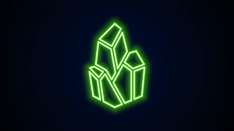 Glowing neon line Magic stone icon isolated on black background. Fantasy crystal Video stock 148447227