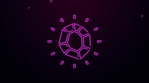 Glowing neon line Magic stone icon isolated on black background. Fantasy crystal Video stock 155546066