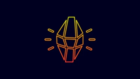 Glowing neon line Magic stone icon isolated on blue background. Fantasy crystal Video stock 227237817