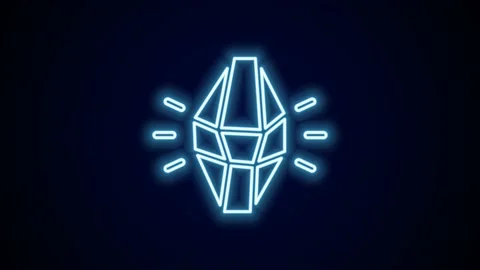 Glowing neon line Magic stone icon isolated on black background. Fantasy crystal Video stock 227403895