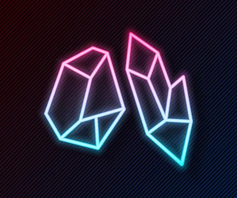 Glowing neon line Magic stone icon isolated on black background. Fantasy crystal Stockillustratie