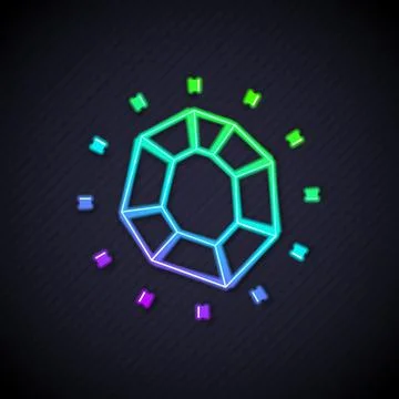 Glowing neon line Magic stone icon isolated on black background. Fantasy crystal Stockillustratie