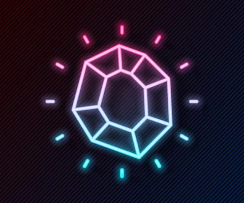 Glowing neon line Magic stone icon isolated on black background. Fantasy crystal 스톡 일러스트