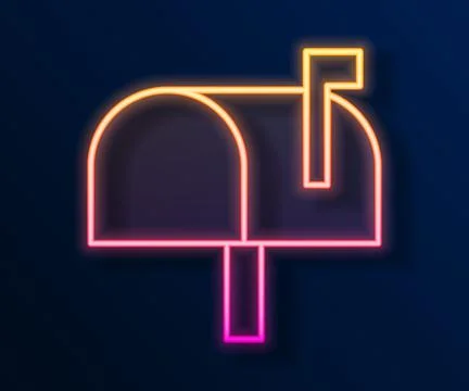 Glowing neon line Mail box icon isolated on black background. Mailbox icon. M Stock Illustration