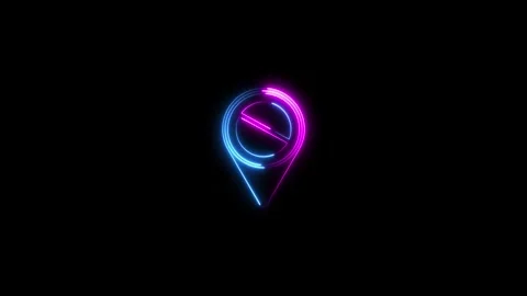 Glowing neon line map location icon, map pin, place direction concept. Stock-Footage 293483432