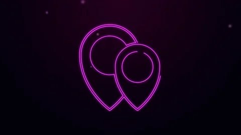 Glowing neon line Map pin icon isolated on black background. Navigation, pointer Stock Footage 154102639