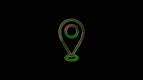 Glowing neon line Map pin icon isolated on black background. pointer, location Stock Footage 167303150