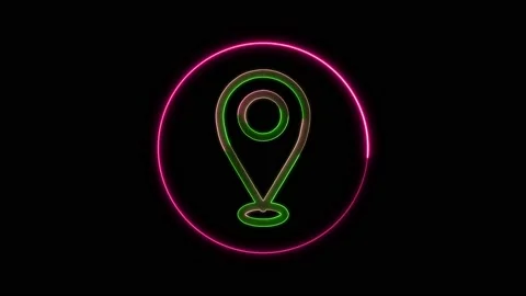 Glowing neon line Map pin icon isolated on black background. pointer, location Stock Footage 167303179