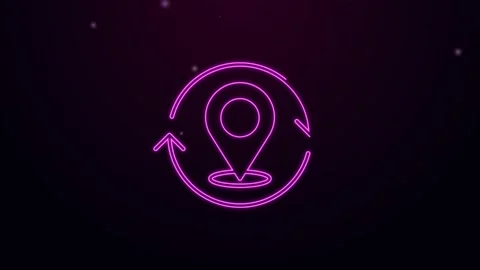Glowing neon line Map pin icon isolated on black background. Navigation, pointer 스톡 동영상 168137569