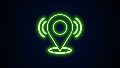 Glowing neon line Map pin icon isolated on black background. Navigation, pointer Stock Footage 168138040