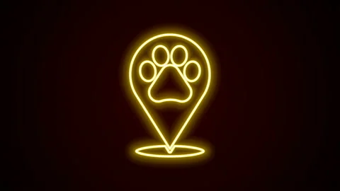 Glowing neon line Map pointer with veterinary medicine hospital, clinic or pet Stock Footage 142483076