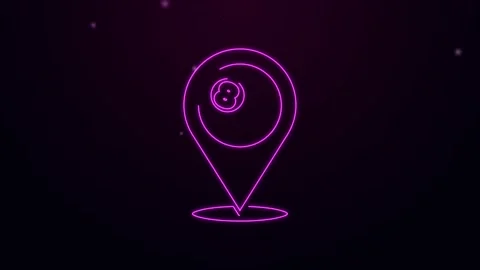 Glowing neon line Map pointer with billiard pool snooker ball with number 8 icon Stock Footage 148444726