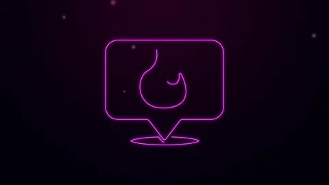 Glowing neon line Map pointer with fire flame icon isolated on black background 스톡 동영상 148448141