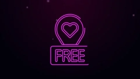 Glowing neon line Map pointer with heart icon isolated on black background Video stock 155547593