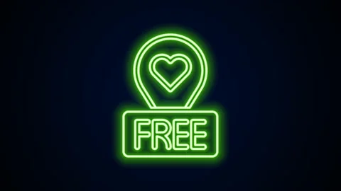 Glowing neon line Map pointer with heart icon isolated on black background 스톡 동영상 155547595