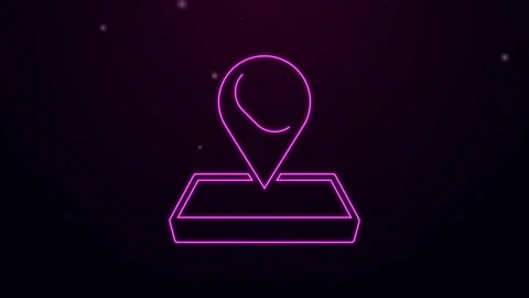Glowing neon line Map pointer with telephone or communication icon isolated on 스톡 동영상 168140428
