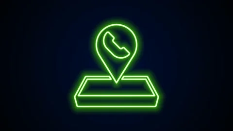 Glowing neon line Map pointer with telephone or communication icon isolated on Stock Footage 168140439
