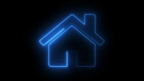Glowing neon line Map pointer with house icon isolated on black background... Video stock 292357696