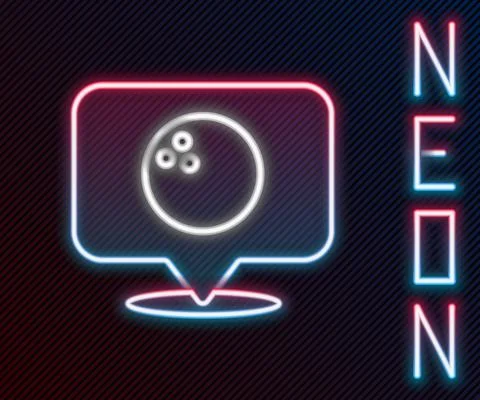 Glowing neon line Map pointer with bowling ball icon isolated on black イラスト素材