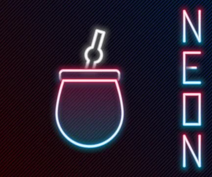 Glowing neon line Mate tea icon isolated on black background. Colorful outl.. Stock Illustration