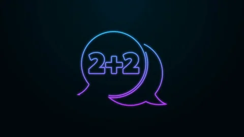 Glowing neon line Math system of equation solution on speech bubble icon Stock Footage 140221586