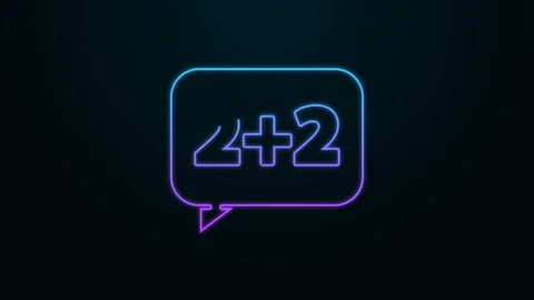 Glowing neon line Math system of equation solution on speech bubble icon Stock Footage 140222185
